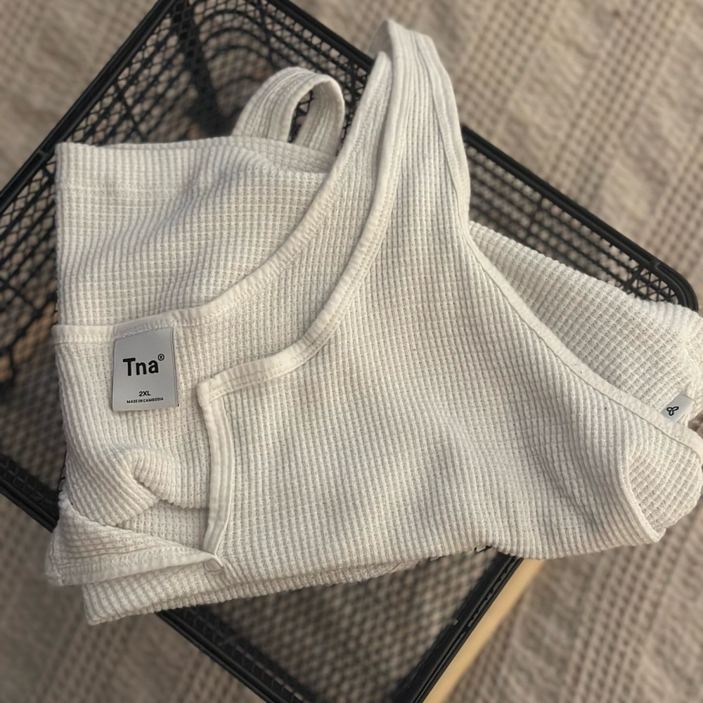 TNA Ivory Ribbed Tank Top